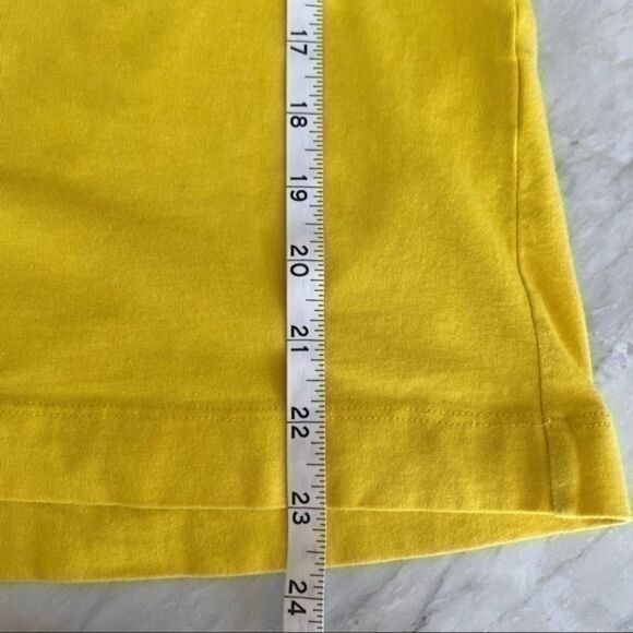 Theory womens yellow cotton blend peasant blouse with ruched neck line and tie S - Picture 5 of 8